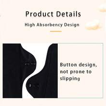 3pcs Reusable Women's Menstrual Pads, Washable Sanitary Napkins, Daily Care Pads, Black Pure Cotton - View 4
