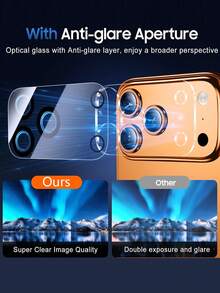 1 pieza Protector de pantalla de cámara de vidrio templado de alta definición para iPhone 17/17Pro/17Pro Max/16Plus/16/13/14/15/16/Air/Pro/Promax/Plus Series. Ultra alta definición, compatible con fundas de teléfono, fácil de instalar [No afecta la fotografía nocturna]. Protector de pantalla de cámara. - transparente - Ver 6