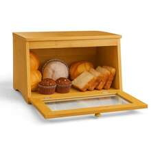 Bluelander Panera Bamboo 28 * 38 * 21 cm Panera de Gran Capacidad Panara para Pan Panera de Bambú Caja de Almacenamiento para Cocina Pan Caja de Madera para Pan con Ventana Transparente - Bamb - Ver 2