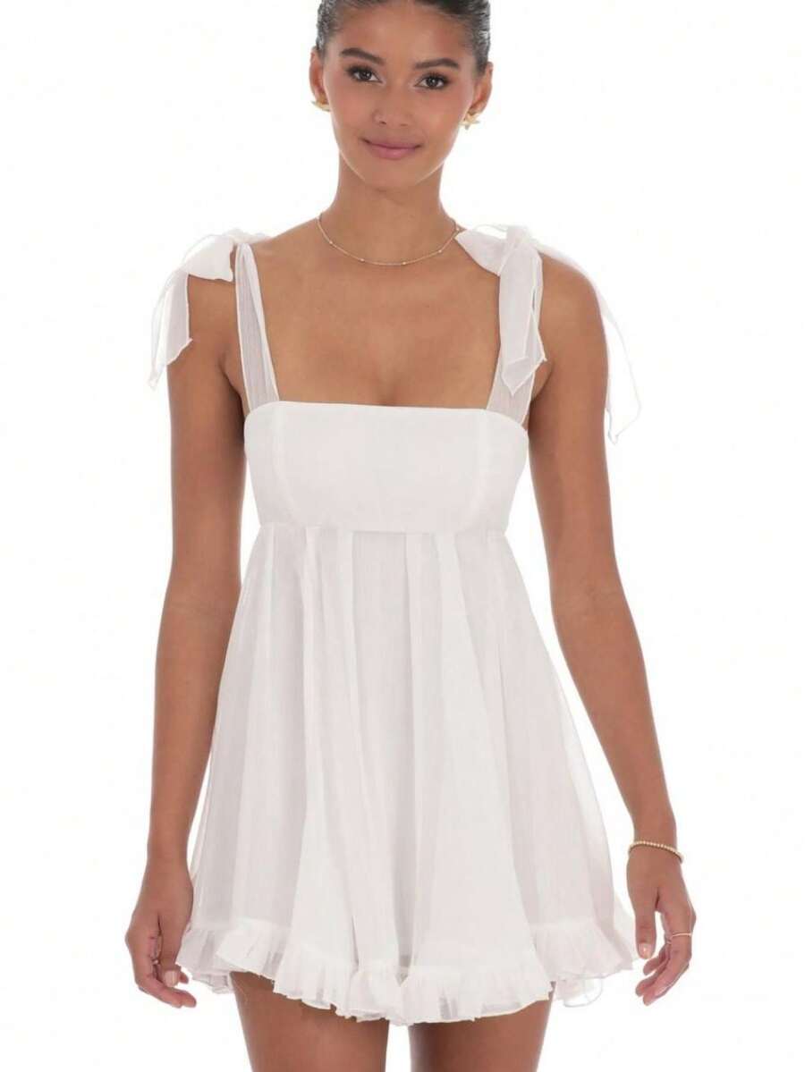 Women Sleeveless Mini Dress Casual Summer Striped/Floral Print Backless A-Line Party Dress for Beach Streetwear - Blanco marfil - Ver 1