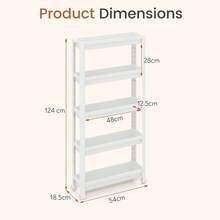 GOFLAME Space-Saving 5-Tier Utility Organizer Slim Rolling Storage Cart Plastic Storage Trolley For Bathroom Kitchen - White - View 2