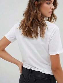100% cotton Camiseta de mujer con cita inspiradora - "La vida es mejor cuando bailas" con diseño de corazón y estrella, suave negro, ligera y cómoda para uso casual, camiseta de diario|   Diseño juguetón|   Ajuste cómodo - Blanco - Ver 2