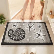 1 pieza Alfombra decorativa con tema de paisaje natural, alfombra rectangular con patrón de conchas de playa y océano, adecuada para decoración del hogar, regalos de vacaciones, alfombra decorativa, perfecta para el Día de San Valentín, Pascua, Acción de Gracias, Día de San Patricio, Día de la Madre - D - Ver 1