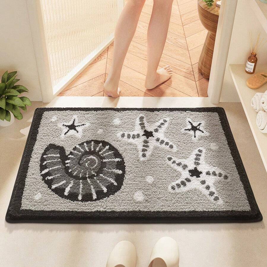 1 pieza Alfombra decorativa con tema de paisaje natural, alfombra rectangular con patrón de conchas de playa y océano, adecuada para decoración del hogar, regalos de vacaciones, alfombra decorativa, perfecta para el Día de San Valentín, Pascua, Acción de Gracias, Día de San Patricio, Día de la Madre - D - Ver 1