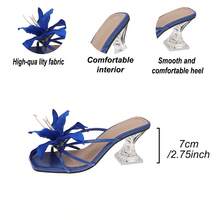 Giày sandal cao gót nữ thời trang xuân/hè mới, đa năng cho đám cưới, tiệc tùng, kiểu dáng xỏ chân tiện lợi. - Màu xanh lam - Xem 6