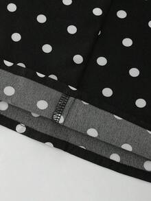 Falda de lunares blancos para mujer, falda casual de primavera/verano para vacaciones, falda midi elegante de cintura alta y ajustada, atuendo para fiesta - Blanco y Negro - Ver 8