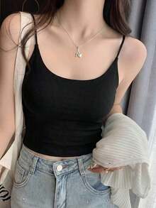 Top sin espalda sexy con sujetador acolchado para mujeres, chaleco sin mangas, casual de verano - Negro - Ver 5