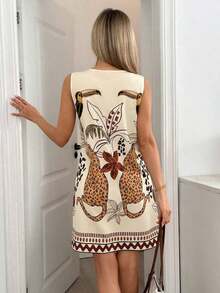 Vestido de verano casual con estampado tropical para vacaciones de mujer - Multicolor - Ver 5