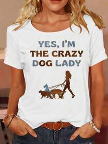Women's T-Shirt With A Creative And Fun Letter Print, Ideal For Spring And Summer, Outdoor Leisure, Holiday Parties, Easy To Match. A Very Distinctive Printed T-Shirt / Unisex Style / Suitable For Both Men And Women / Wrinkle-Resistant / Breathable - 白色 - 查看 1