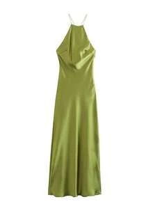 Elegant Satin Dress With Straps, New Arrival Coat Style Women's Bestseller - 綠色 - 查看 2