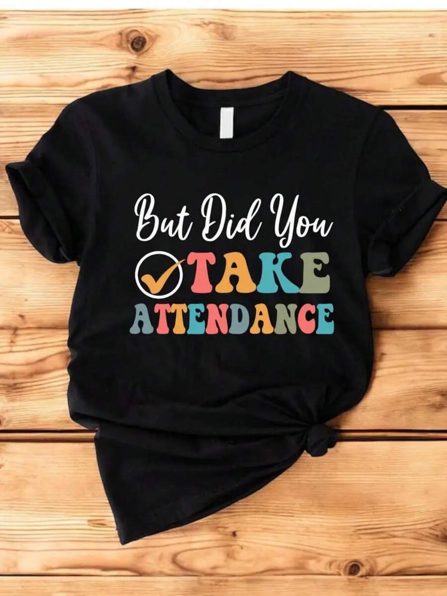 Camiseta de algodón puro para mujer con cuello redondo, diseño minimalista y estampado de letras y anime, cómoda y transpirable, adecuada para el uso diario casual y versátil, que muestra un estilo natural y elegante, imprescindible para fiestas de verano, envío local. Elegante y Práctica para el Verano. - Negro - Ver 1