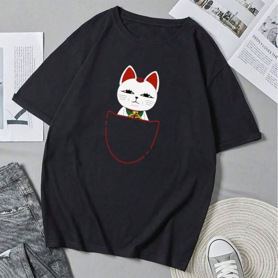Camiseta unisex Dandadan-T-Shirt_2 con estampado de anime, manga corta, estilo casual, para uso diario. - Negro - Ver 1