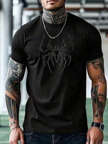 Camiseta de manga corta para hombre, de corte ajustado, transpirable y ligera, ideal para el verano, una opción perfecta para viajes informales y para hacer ejercicio. - Negro - Ver 1