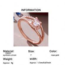 1 chiếc nhẫn cưới/đính hôn cổ điển lấp lánh hình tròn, đính đá Cubic Zirconia tổng hợp, quà tặng cho nữ nhân dịp sinh nhật, Lễ tình nhân, Năm mới, Giáng sinh, Ngày của Mẹ. - Hoa hồng vàng - Xem 5