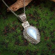 1 chiếc dây chuyền mặt dây chuyền hình giọt nước đá mặt trăng kiểu Bohemian, phụ kiện trang sức đá quý tổng hợp thời trang unisex. - bạc - Xem 4