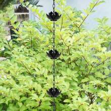 A Wrought  Rain Chain, Black Lotus Appearance, Durable Material, Metal Wind Chimes, Rainwater Collection, For Drainage, Diversion, Eaves, Pendants, Outdoor Decoration, Courtyard, Garden, Home Decoration, - Black Lotus Rain Chain - View 3