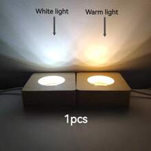 1pc LED Wooden Display Stand, 3D Crystal Glass Resin Art Display Rack, Aroma Diffuser Decor, Warm Light, White Light, Warm White Light, RGB Color Lighting Modes, Desktop & Room Decorative Art, Glowing Night Light, Creative Holiday Gift Ambient Lamp, USB Powered Desk Lamp - Multicolor - View 13