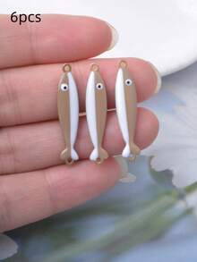6pcs Ocean Creature Copper Double-Sided Oil-Filled Fish Charms Whale Enamel Pendant Connectors Jewelry Accessories - ClxL209-1 - View 3