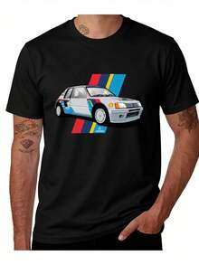 -Men's Vintage 205 T16 Rally Car Shirt | French Retro Style Casual Racing Tee With Loose Fit For Rally Fans, All Seasons (Black, Iconic 80s/90s Rally Design) - Vintage T-Shirt, Men's T-Shirt, Christmas, Funny T-Shirt, Loose And Comfortable. - Back - View 1