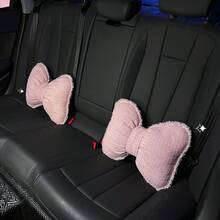 1pc Car Headrest Neck Pillow, Bow Decor Lumbar Support Cushion, Suitable For All Seasons - A - View 10