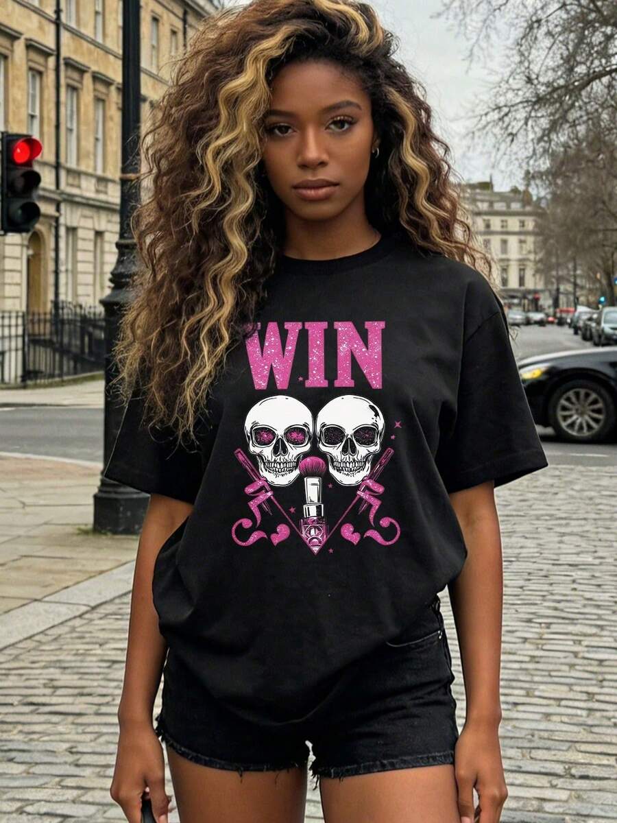 Camiseta de manga corta con cuello redondo suave y casual de verano para mujer, tops para salir, algodón, vintage, estilo callejero europeo y americano, casual deportivo, estilo unisex, estilo casual urbano, tops bonitos, Gen Z, curvas, ropa Y2K, camisetas divertidas, tops para damas, conjuntos de vacaciones para mujer, top lindo, camiseta gráfica, conjuntos de primavera, camisetas holgadas, ropa de calle retro, estilo de los 90, estilo de los 2000, subcultura, top negro, tops blancos, atuendo de fiesta de los 90. Blanco - Negro - Ver 1
