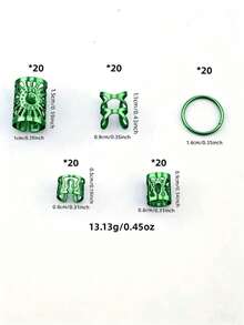100pcs Green Mixed Dreadlock Set, Charming Braided Hair Clips, Personalized Street Party Hair Accessories, Halloween Hair Braids Costume Decoration - Green - View 2
