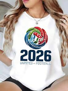 Símbolo colorido que representa la unión de naciones en torno al fútbol con tonos vivos azul rojo y verde evocando energía pasión y esperanza camiseta de mujer cómoda moderna para uso diario - Negro - Ver 1
