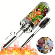 Stainless Steel BBQ Basket Grill Rack With Handle, Outdoor BBQ Accessories - Multicolor - View 8