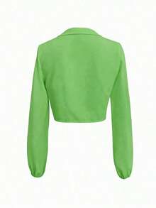 Blusa elegante y versátil con nudo delantero de unicolor, para uso casual diario, en el hogar, para ir al trabajo y en citas, primavera - Verde - Ver 4