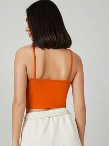 Top de tirantes corto unicolor - Naranja - Ver 2