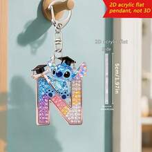 Disney 2D平面風格 - 1件新款壓克力裝飾片，附26個字母刺繡圖案 - 非常適合裝飾包包和車鑰匙、家居裝飾 - 情人節、生日派對、週年紀念、畢業典禮、感恩節、萬聖節和聖誕節禮物的理想選擇 - 彩色 - 查看 35