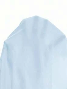 Camiseta de manga larga de ajuste ceñido con cuello alto y mangas raglán, estilo minimalista casual para mujer, primavera/otoño - Celeste - Ver 4