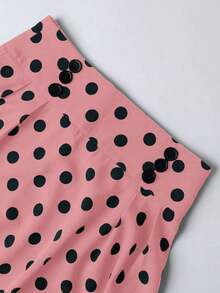 Falda casual de lunares para mujer, sencilla y de moda para uso diario - Rosa - Ver 6
