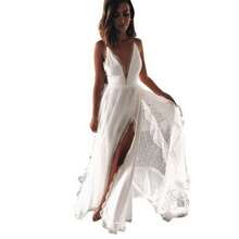 Vestido mujer  con encaje, escote barco, corte amplio, cintura alta, diseño favorecedor y estiloso - Blanco - Ver 3