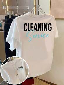 Camiseta de manga corta con estampado elegante para servicio de limpieza - Camiseta estampada de primavera y verano para mujer, un artículo de moda 100% algodón - Blanco - Ver 6
