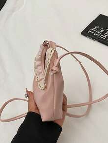 Lace Trim Handbag, Pastel Macaron Color Crossbody Bag, Pleated Cute Mini Purse - Multicolor - View 4