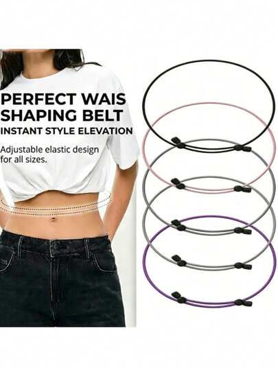 1pc Women's Adjustable Shirt Waist Belt, Elastic Cropped Top, Stretchable Strap, Suitable For Blouses, Shirts, Sweaters, T-Shirts, Adjustable Garment Length, Seamless Design, Waistline Shaping, Magical Garment Length Adjustment