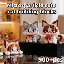 400+ Pcs Creative Micro Particle Building Blocks Cat Series, Adult Building Block Toy Set, ABS Resin Material, Soft Stress Relief Toy, Includes 2 Posture Diagrams To Build Sitting Or Lying Pose, Diverse Building Experience, 3D Car Decor & Desktop Ornament, Suitable For Collection And Display, Fashionable Gift For Graduation, Back To School, Friends - Multicolor - View 1