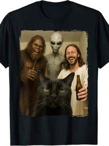 Camiseta Divertida de Jesús, Alienígena y Selfie - Diseño Retro de los 60 sobre Invasión de Extraterrestres, Estilo Mary Jane, Camiseta Casual de Algodón de Manga Corta y Cuello Redondo, Ligeramente Elástica, Camiseta Cultural, Apta para Todas las Temporadas, Enviada desde Almacén Local, Algodón Suave y Cómodo, Descuentos Especiales para Pascua, Halloween, Acción de Gracias, etc. En stock en tiendas comunitarias, cómodo y suave de algodón, disfruta de descuentos especiales, adecuado para Pascua, Halloween, Día de Acción de Gracias, etc. En stock en tiendas comunitarias, cómodo y suave algodón, disfruta de descuentos especiales, adecuado para Pascua, Halloween, Día de Acción de Gracias, etc. - Blanco - Ver 1