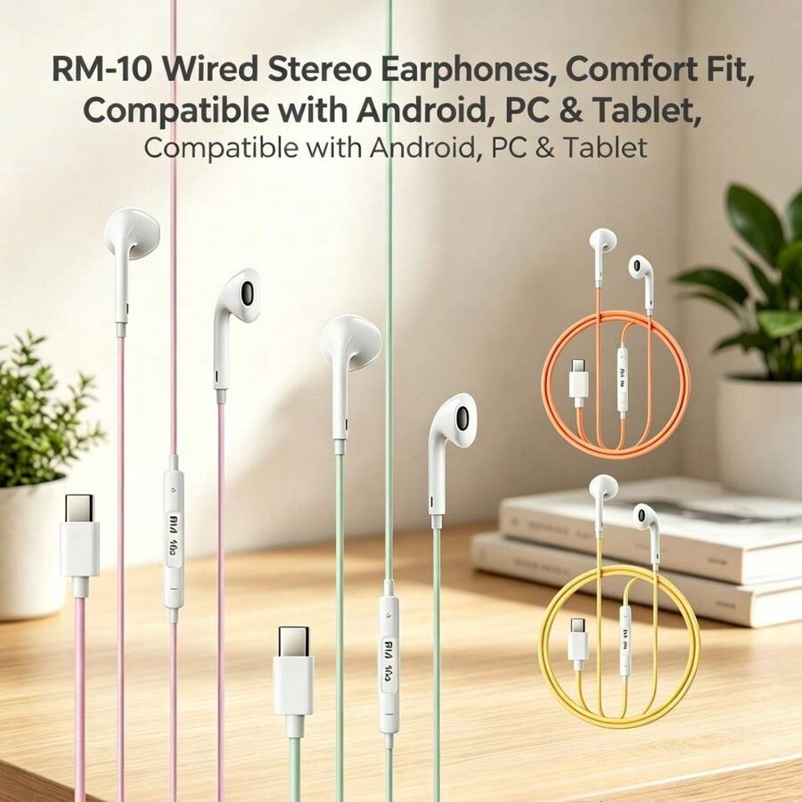 REMAX RM-10 有線立體聲耳機,內建控制線可切換歌曲與接聽電話,高品質有線耳機適用於線上課程、遊戲,相容 Android、電腦、平板 - 查看 1