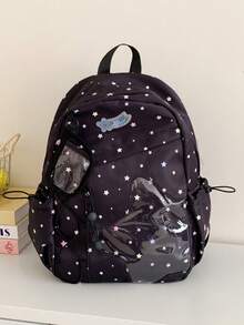 Nueva mochila de viaje minimalista de moda con estampado de estrella, de gran capacidad y multifuncional, adecuada para diversas ocasiones, unisex - Multicolor - Ver 5