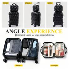 Carry On Luggage And 14" Mini Cosmetic Cases, Hard Shell ABS Suitcase With Double Spinner Wheels, Lightweight Expandable Rolling Suit Case With TSA Lock, 20 Inch Wave Black - Black - View 7
