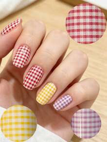 RitaNailDECO Non-Adhesive Nail Art Stamping Foil Sheets, 10 Rolls 50cm Set, Checkerboard, Textile, Rhombus, Checkerboard, Black & White, Christmas Nail Art Stamping Foils, Salon & DIY Home Manicure, Graduation, Date Night - Multicolor - View 5