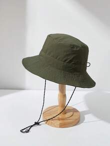 1pc Unisex Quick-Dry Sun Protection Bucket Hat, Solid Color Foldable Sun Hat, Suitable For Outdoor Activities, Sports Cycling, Travel, All Seasons[Windproof Rope Color Style Random]UV Protection Beach Hat, Holiday Gift, Back To School Season, Men's Hat - Multicolor - View 16