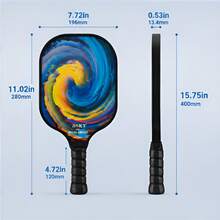 BSKT 1 Set Raquette de Pickleball à Manche en Fibre de Verre Motif Ondulé, Poignée Antidérapante, Résistante à l'Usure, Élastique, Légère, Convient pour les Courts Intérieurs, les Pelouses Extérieures, les Matchs de Jardin, la Forme Quotidienne et les Sports de Loisirs - Multicolore - Voir 7