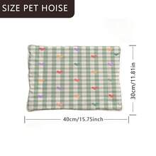 1pc Soft Pet Bed Cushion, Reversible Dog Crate Mat With Green Plaid & Heart Pattern, Washable For Small/Medium/Large Dogs, Suitable For All Seasons - Multicolor - View 7