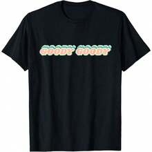 Camiseta estampada de algodón puro de 180 g/m² con diseño retro divertido, fuente arcoíris, frase divertida "Goody Goody", tela de algodón transpirable, textura de punto cómoda y suave, duradera y fácil de limpiar, lavable a máquina, perfecta para un estilo vintage. - Negro - Ver 9