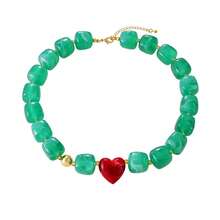1pc Dopamine Summer Fashion Colorful Resin Geometric Heart Beads And Copper Beads Necklace, Perfect For Vacation, Outings, Beach Parties And Daily Summer Wear. Y2K Style Elegant Women's Jewelry, Jewelry Necklace, Heart Jewelry - Perfect Gift For Friends And Sisters. Vacation Season - Geometric Cube Beaded Necklace - View 13