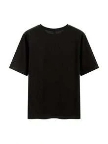 Camiseta Holgada Sencilla Mujer Estilo Moderno Camiseta de Mujer de Manga Corta con Cuello Redondo y Estampado de Conejo, Versátil y Linda para Verano BAO Camiseta Mujer Estampado Gráfico  Verano 2026 - Negro - Ver 4