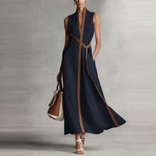 2026 Women's Casual Dress Sleeveless Color Block Fashion New Arrival European And American Hot Item Summer Beach Party Mini Dress - 白色 - 查看 3